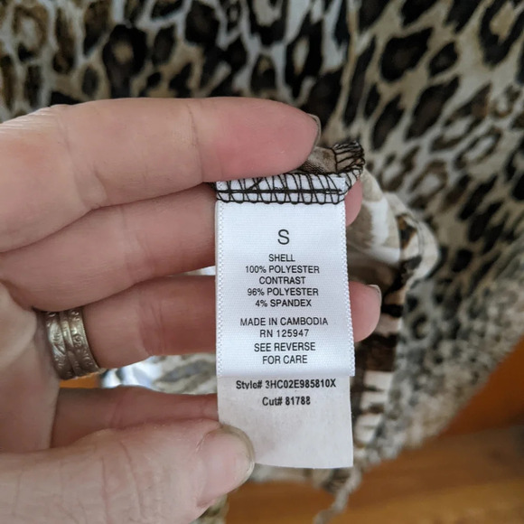 Roz & Ali Leopard Print Lined Flowy Layered Tunic Top Sleeveless Women's Small - Picture 9 of 9